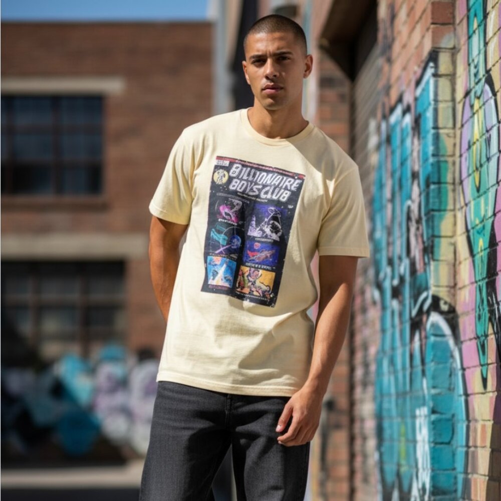 Billionaire Boys Club Space Comic Tee Cream Medium Vintage